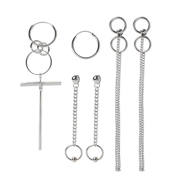 Pendientes colgantes punk YONGSHENG Acero inoxidable 4 Conjunto