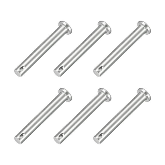 6Pcs 1/4" x 1-9/16" Single Hole Clevis Pins, 304 Stainless Steel Flat Head Pins