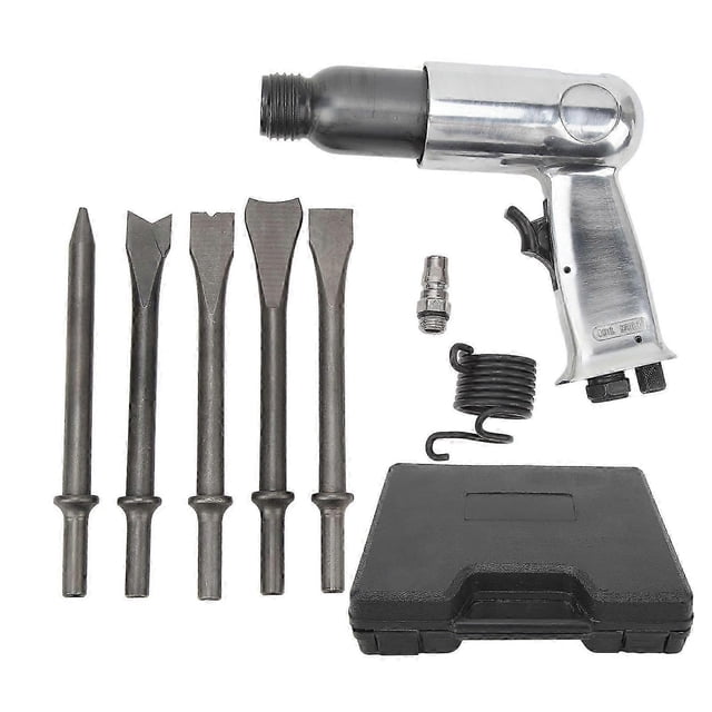Air Hammer Kit Heavy Duty Pneumatic Chisel Drill Tool Power Hammer for Car Repair Brake Pad Rust Removal 190mm Medium Barrel