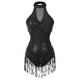 thumbnail image 3 of TiaoBug Women Sparkling Fringed Latin Jazz Dance Leotard Sleeveless Bodysuit Modern Lyrical Dance Costume Black XL, 3 of 7
