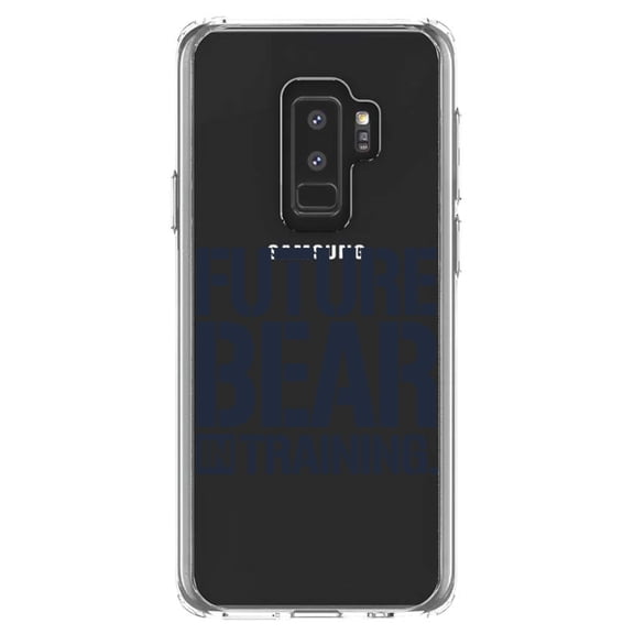 DistinctInk Clear Shockproof Hybrid Case for Samsung Galaxy S9  PLUS (6.2" Screen) - TPU Bumper Acrylic Back Tempered Glass Screen Protector - Future Bear in Training