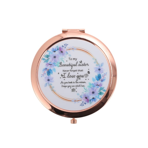 Unique Bargains 1 Pc Lightweight Makeup Mirror for Travel Vacation Rose Gold Tone Metal Glass