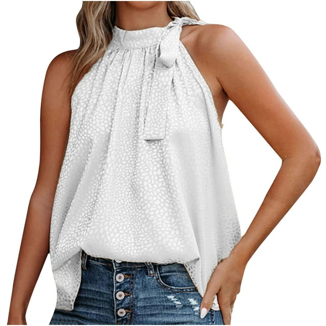 Birdeem Summer Women Halter Round Neck Sleeveless Leopard Print Tee Tops