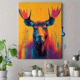 thumbnail image 4 of Qisvanset 12x16 Inch 2D Flat Framed Canvas Art, Alaskan Moose Day Glo Landscape Wildlife Canadian Nature Wall Art, 4 of 5