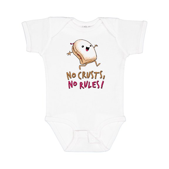 Inktastic No Crusts, No Rules- silly PB&J sandwich on the loose Boys or Girls Baby Bodysuit
