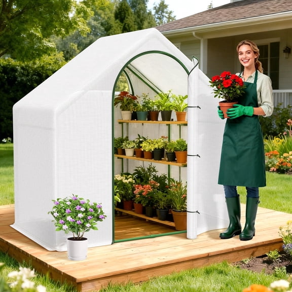 MQHUAYU Greenhouse - Walk in Greenhouse with Sturdy Frame and Thicken PE Cover,71"x39"x65"Green House Kit with Window, Heavy Duty Plant Greenhouses for Outdoor Indoor