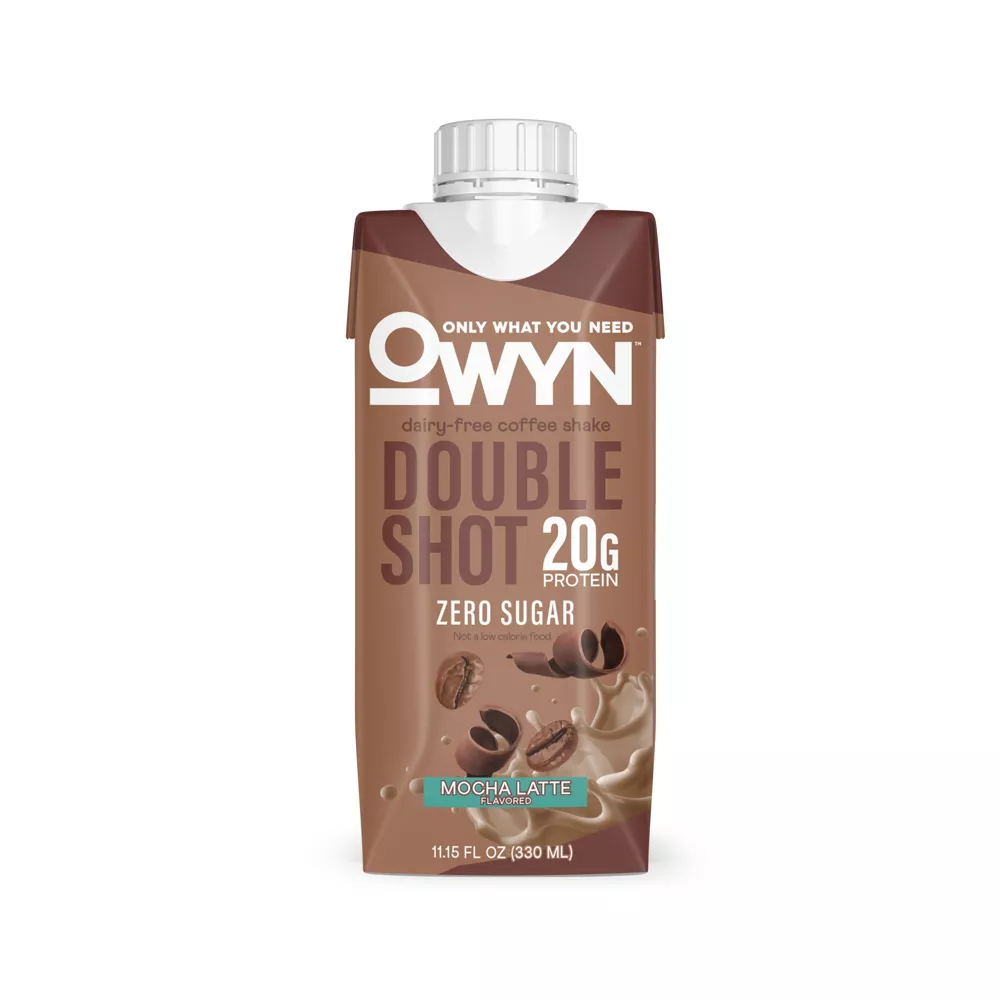 OWYN DOUBLE SHOT 20G PROTEIN COFFEE SHAKES, MOCHA LATTE, 11.15 FL OZ, 4 COUNT