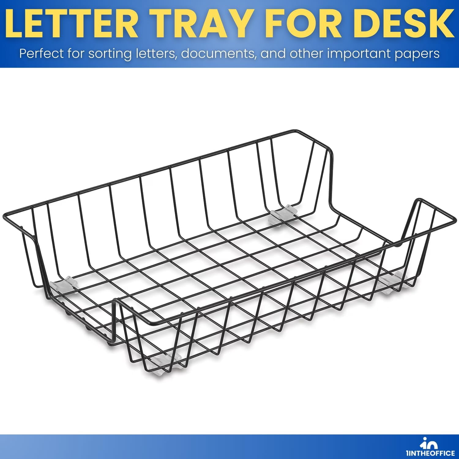 1InTheOffice Paper Tray, Paper Tray Organizer for Desk, Desk Paper Tray, Steel, Black, 4 Pack