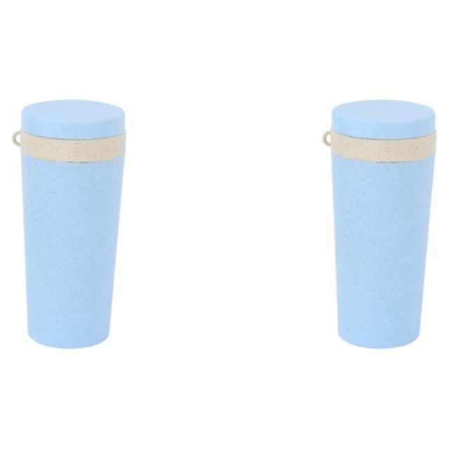 Inteprter Botella deportiva de trigo con tapa, buen sellado, agua, té de la leche, coche, casa, vaso, bebida , viaje, senderismo, Picnic Azul 2Conjunto