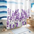 thumbnail image 5 of No Hook Shower Curtain with Built-in Rings - Purple Lavender Floral Washable Waterproof Fabric Bathroom Curtains for Hotel,Rentals, 66 X 72 Inch Long , Rustic Plants, 5 of 9