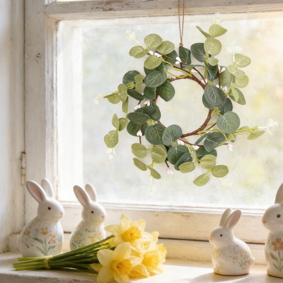 Nkmbld Spring Wreaths for Front Door, Artificial Flower Wreath for Indoor Outdoor Farmhouse Home Porch Wall Window Festival Wedding Decor