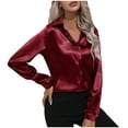 thumbnail image 1 of DPTALR Femmes Manches Longues Uni Confortable Respirant T-Shirt à Col en V Hauts, 1 of 7