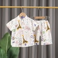 thumbnail image 2 of Toddler Boys Outfit Sets Short Sleeve Giraffe Print Shirt And Shorts Set Summer Beach Children Boys Cool Outfit Sets，2Piece，2 -3 Years, 2 of 9