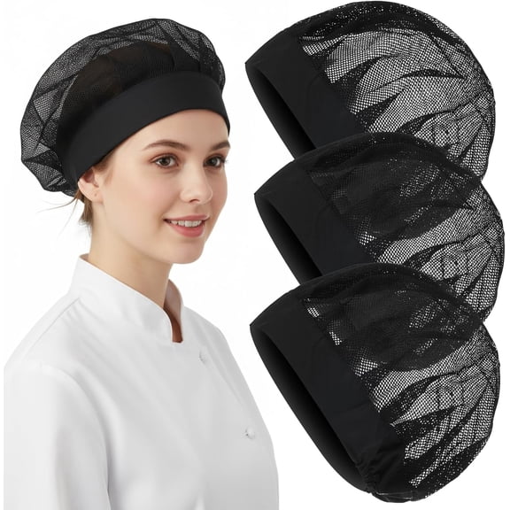 Kaya Black Disposable Bouffant Caps, Non‑Woven Hair Net Covers, Elastic Breathable Hair Caps for Kitchen, Food Service, Salon, Home Cleaning