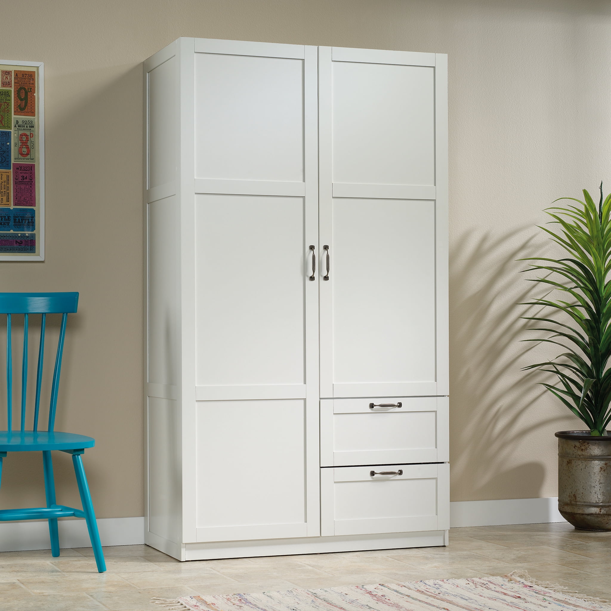 Sauder Wardrobe/Storage Cabinet, White Finish 