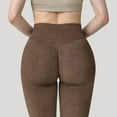 thumbnail image 5 of Women's Seamless Ribbed High Waist Full Length Leggings with Compression Fit - Large, Brown, 5 of 7