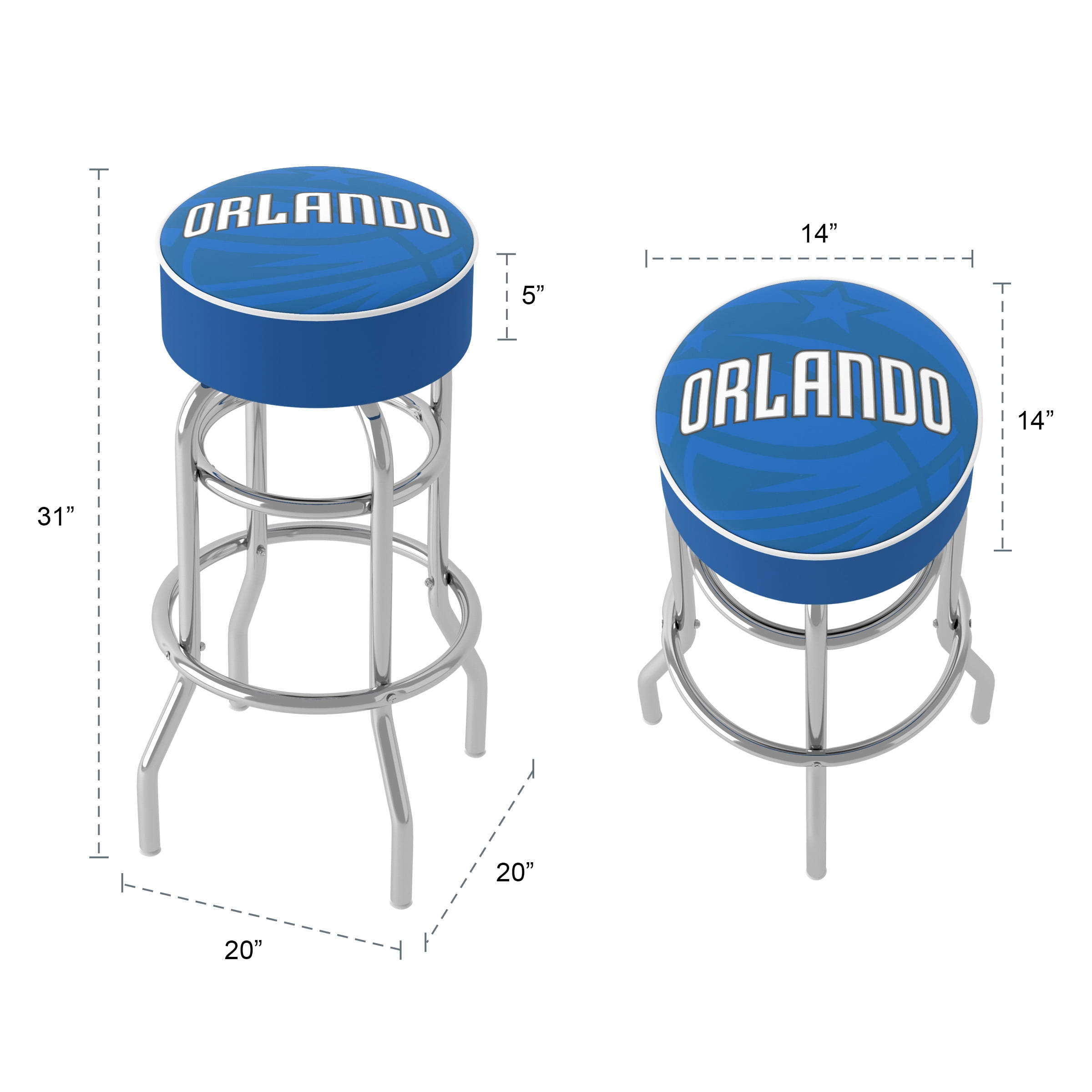 Trademark Gameroom Orlando Magic Fade Bar Stool with Padded Seat
