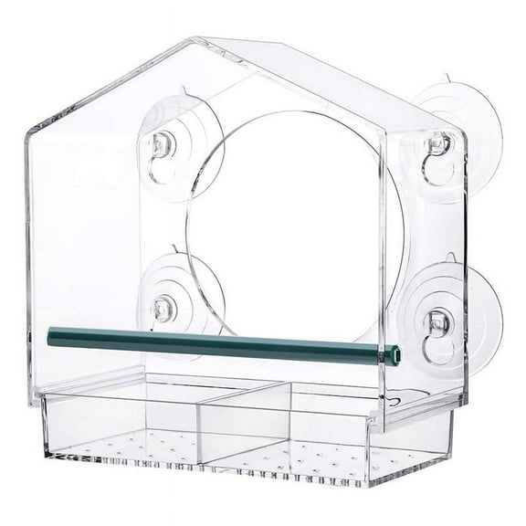 Window Acrylic Bird Feeder House Strong Suction Cups Clear See Through Large Bird Feeder for Outside Best Gift