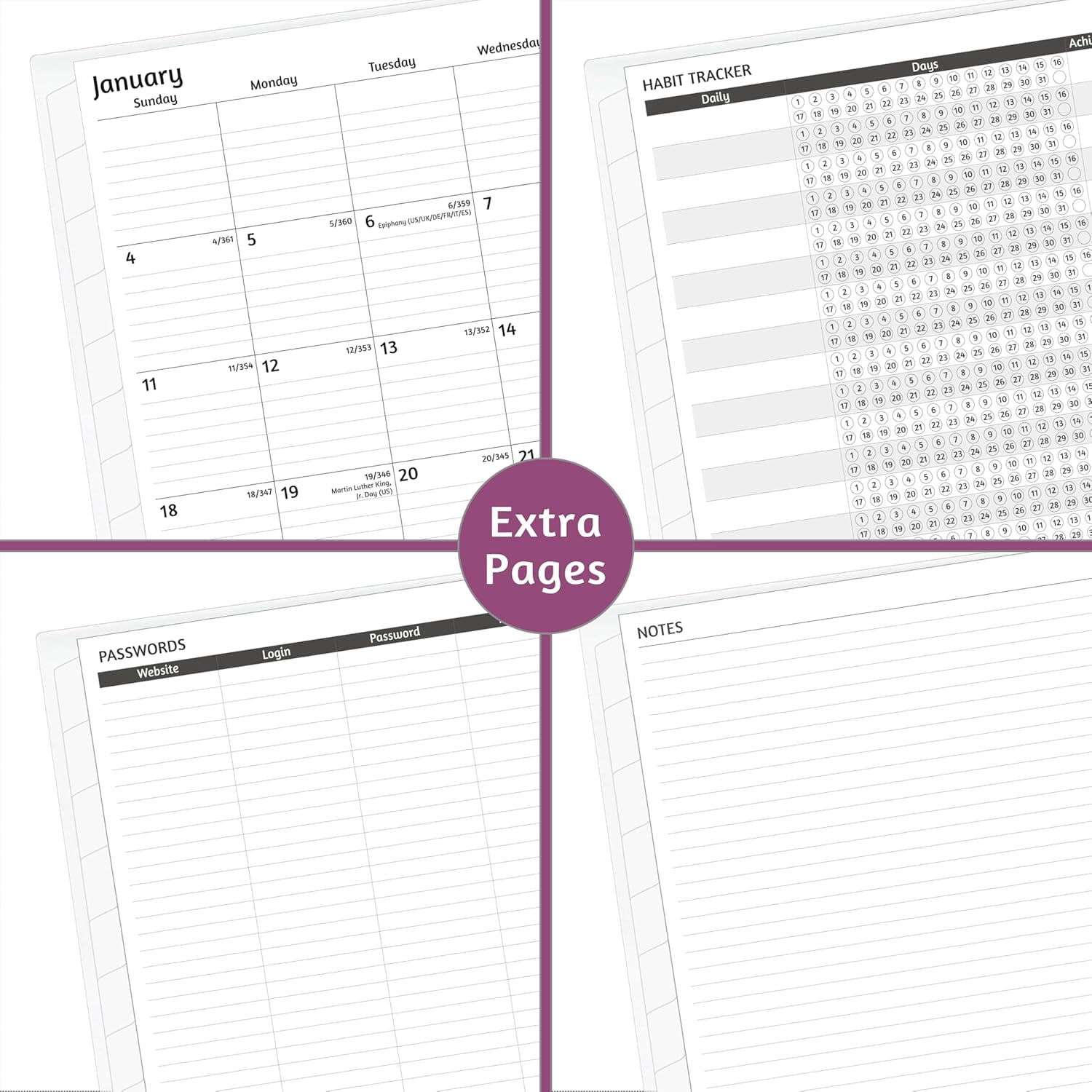 Monthly Planner 2026-2030, 5-Year Calendar, Jan 2026-Dec 2030, 8.5 x 11 In, Ruled Spreads, Flexible Cover, Spiral Wirebound, Pocket, 60 Monthly Tabs, Watercolor