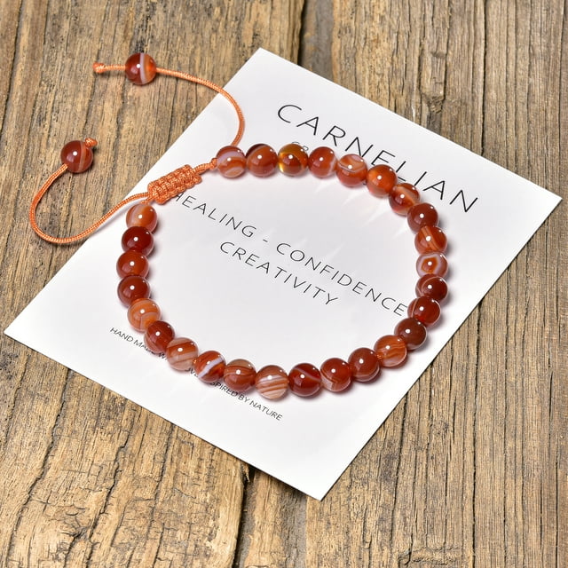 6mm Bohemia MoonStone Bracelet for Women Natural GemStone Carnelian Beads Crystal Healing Adjustable Braided Rope Bracelets