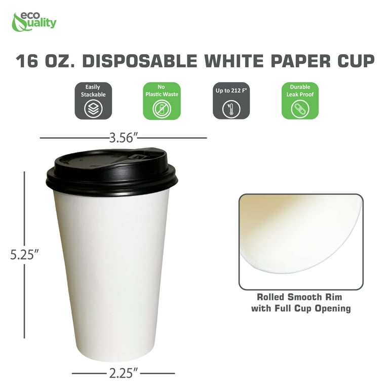 50 Pack 16 oz Hot Beverage Disposable White Paper Coffee Cup with