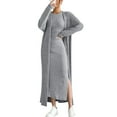 thumbnail image 2 of Feancey Women Sweater Dress Set Knit Bodycon Dresses & Long Cardigan 2 Piece Outfits Fall Sleeveless Slit Maxi Dresses Gray S, 2 of 10