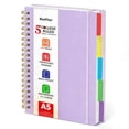 thumbnail image 1 of 360 Pages A5 Spiral Notebook, 5 Subject Notebooks College Ruled, 100 GSM Thick Paper Lined Journal, Large Note Book with Removable Dividers for School, Office, Work and Writing (Purple), 1 of 7