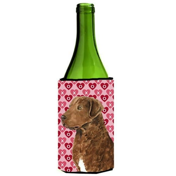 Chesapeake Bay Retriever Hearts Love Valentines Day Wine bottle sleeve Hugger