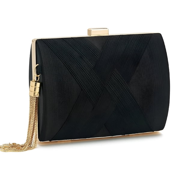 AOMRCOL Clutch Purse for Women Evening Bags Formal Party Wedding Clutches Crossbody Shoulder Bag with Tassel, Black