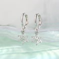 thumbnail image 4 of Snowflake Huggie Hoop Earrings for Women Crystal Cubic Zirconia Wedding Snowflake Hoops Earrings Drop Chic Hypoallergenic Studs Earring Jewelry Winter Christmas Birthday Gifts for Her, 4 of 11