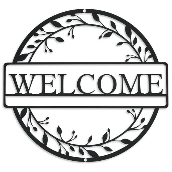 Metal Welcome Sign for Front Door, Black Wall Decor, Metal Wall Art for Front Door Indoor Outdoor Home Living Room Decor