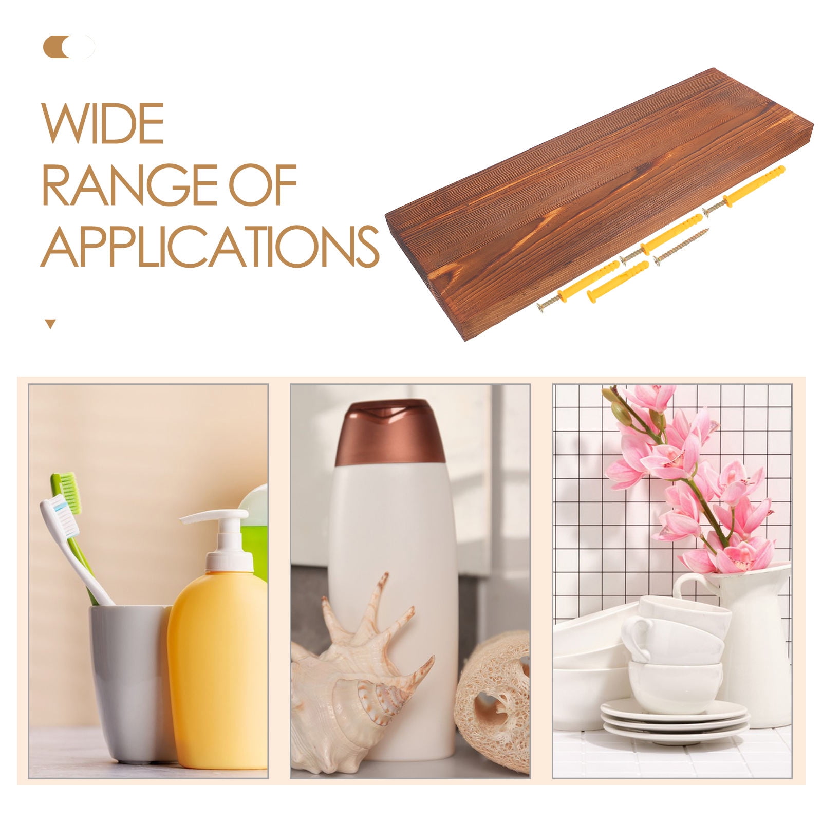 SKISUNO Floating Storage Shelves Modern Wood Organizer for Home Use in Brown 1Pcs