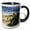 Black/White, variant on 3drose, Spain, Andalusia, Ronda., 15oz Two-tone Blue Mug