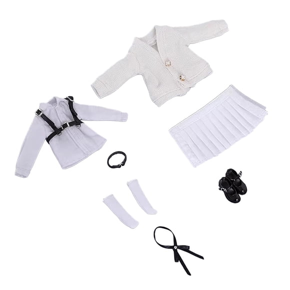 TISHITA Ensemble d'Uniforme Scolaire pour Femme 1/12 Vêtements de Figurine Articulée pour Figurines Articulées 1/12 Blanc