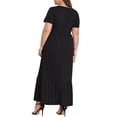 thumbnail image 2 of Mengpipi Women's Plus Size Casual Short Sleeve Crewneck Dress Flowy Tiered Loose Maxi Dress with Pockets Black 1X-5X, 2 of 13