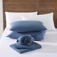 thumbnail image 6 of Eddie Bauer Solid Blue Cotton Flannel Queen Sheet Set, 6 of 8