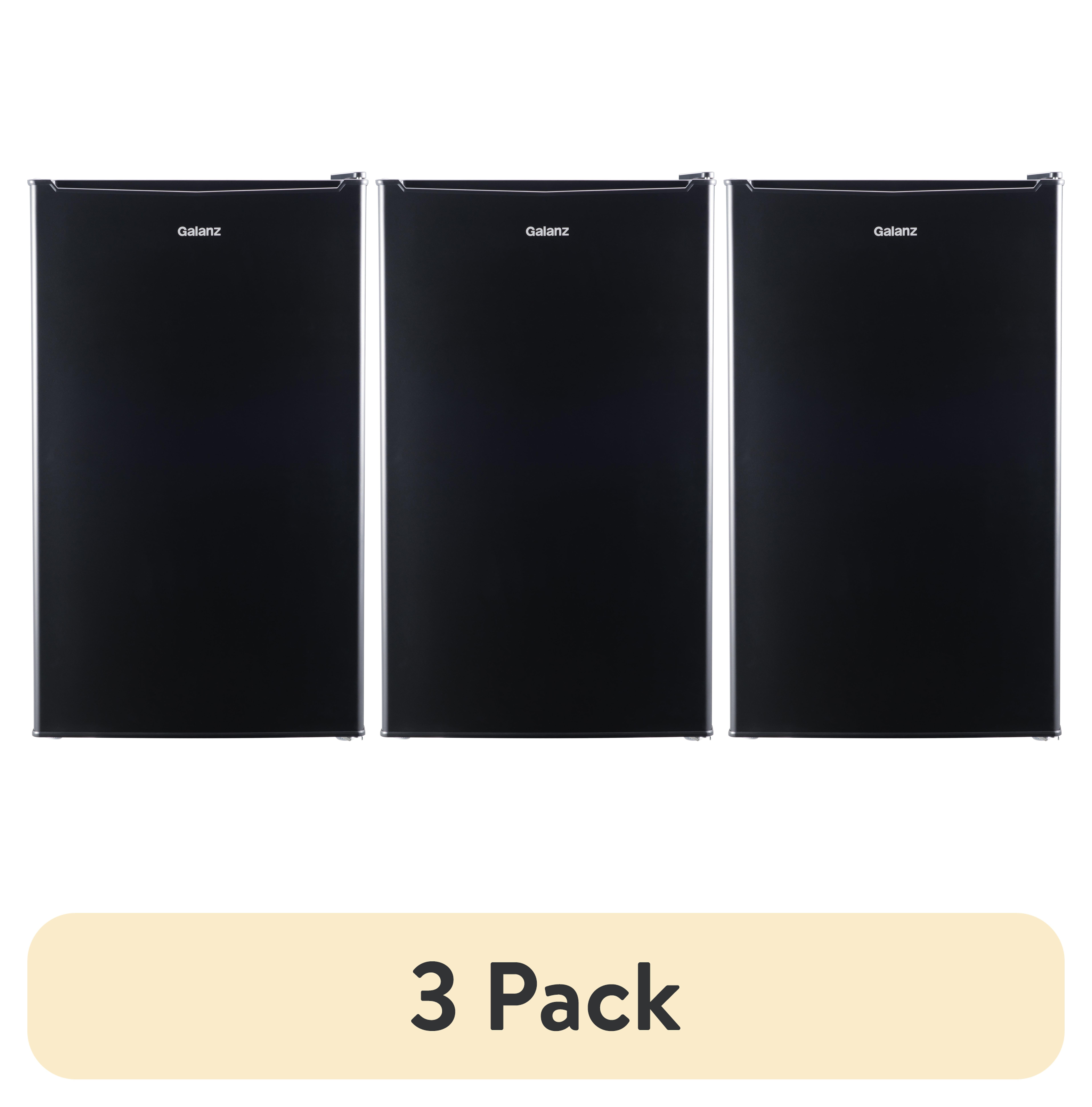 (3 pack) Galanz 3.3 Cu Ft Compact Refrigerator, Black One Door Mini Fridge, Energy Star for Apartment, Dorm, Office, Bedroom