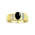 thumbnail image 1 of Rylos 925 Yellow Gold Plated Silver Classic 8X6MM Oval Cabochon Onyx & Sparkling Diamond Ring - Birthstone Jewelry for Men -Size 9, 1 of 7