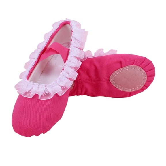 jianru Ballet Shoes for Girls Elastic Straps Non Slip Soft Sole Lace Canvas Professional Dance Shoes for Toddler Kids