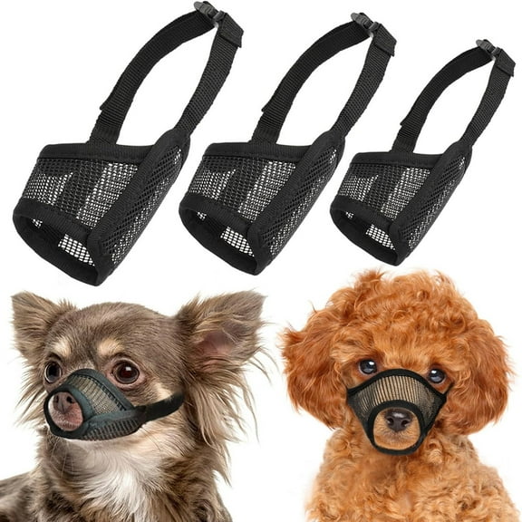 3 Pcs Dog Muzzle Suits for Small Medium Large Dogs, Mesh Muzzle Pack Anti Biting Chewing, Breathable Mouth Guard Sets with Adjustable Strap for Grooming Walking Vet Visiting