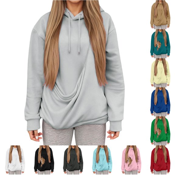Winter Hooded Sweatshirt With Pocket And Pouch For Cat Mom Comfort