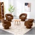 thumbnail image 3 of ClinQ Oversized Swivel Barrel Accent Chair Set of 1, 360 Degree Teddy Upholstered Round Chair for Living Room and Bedroom, Orange, 3 of 8