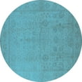 thumbnail image 1 of Ahgly Company Indoor Round Oriental Light Blue Traditional Area Rugs, 4' Round, 1 of 4