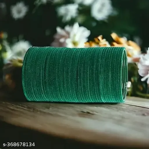 Handmade Peacock Green Color 36 PCS Velvet Metal bangle bracelet For Girls Made In India High Quality Bangles Set For Girls And Women