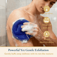 thumbnail image 3 of ComfiTime Authentic African Net Sponge – 2Pack Stretchable Exfoliating Body Scrubber with Knots, Extra-Long Back Exfoliator for Adults & Kids, Deep Cleansing & Quick-Drying Bath Sponge, Blue/Pink, 3 of 9