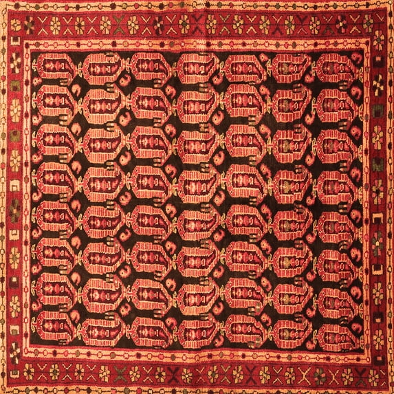 Ahgly Company Indoor Square Persian Orange Traditional Area Rugs, 8' Square