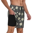 thumbnail image 2 of Kdxio Daisies Flowers Print Men's Swim Trunks with Compression Liner 7 Inch Inseam Quick Dry Swim Shorts, 2 of 7