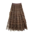 thumbnail image 3 of Tennis Skirts for Women Summer Elegant Chiffon Skirt With Polka Layered Long Midi Wear For Fashionable Feminine Party Coffee One Size, 3 of 3