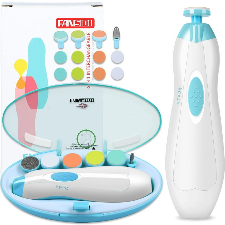 Baby Nail Clippers Safe Baby Nail Trimmer Baby Nail File Electric with 10 Filing Pads 8 Sandpapers for Newborn Infant Toddler or Adult Toes Fingernails Care AA Battery Operated White Blue Walmart