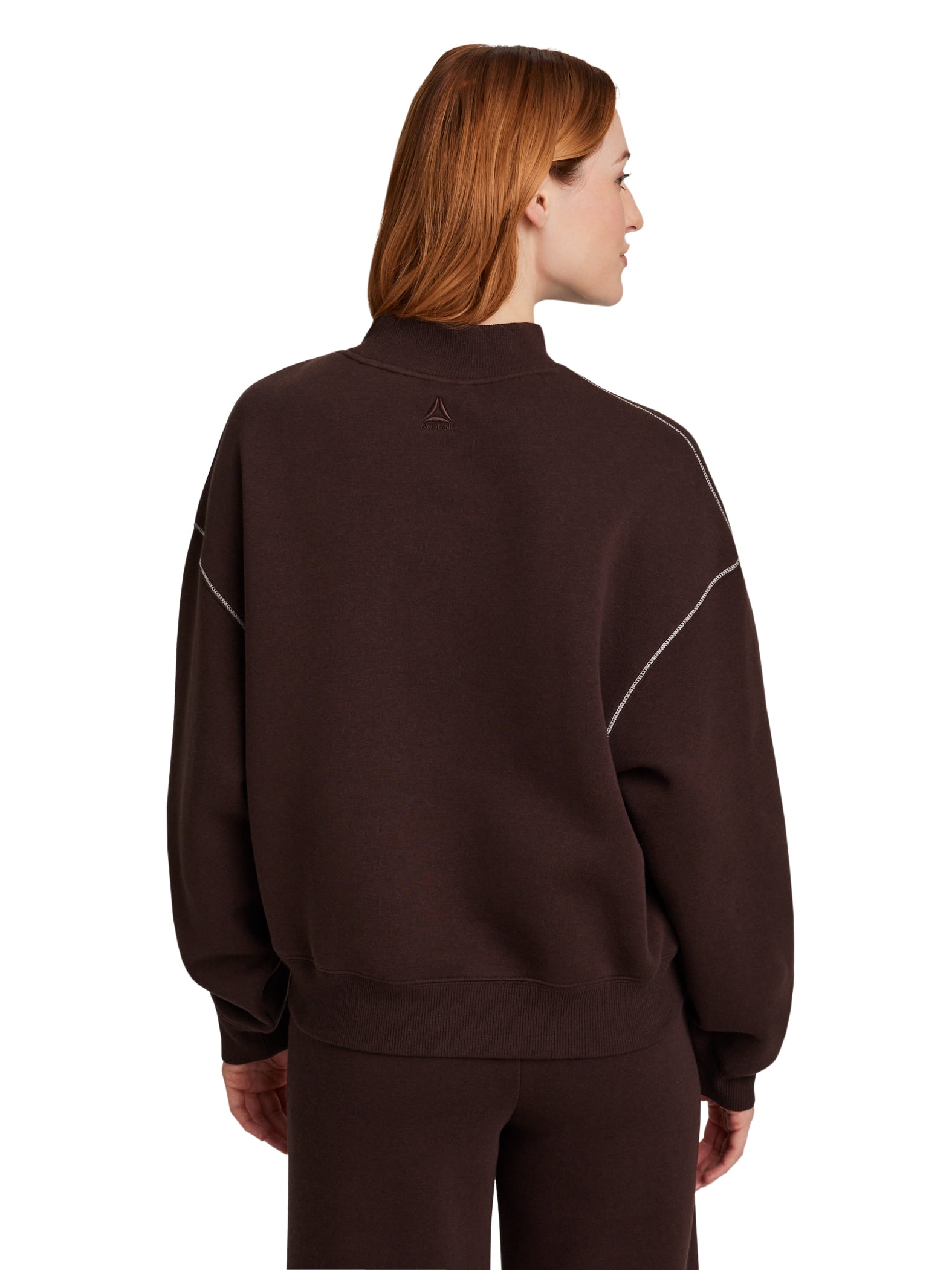 Reebok Women's Game Day Fleece Contrast Stitch Mock Neck Top, Sizes XS-XXXL